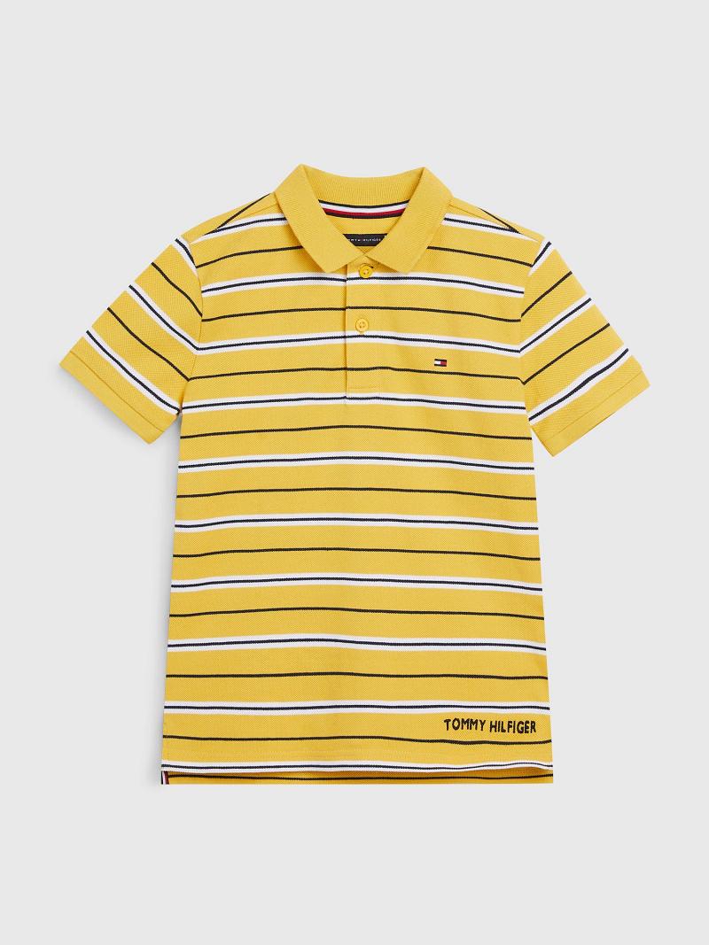 Fiú Tommy Hilfiger Stripe Polos Sárga | HU 2155QMA